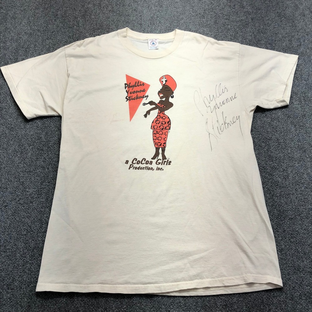 Vintage Phyllis Yvonne Stickney Cocoa Girls T-Shirt Signed Cream Mens XL Delta